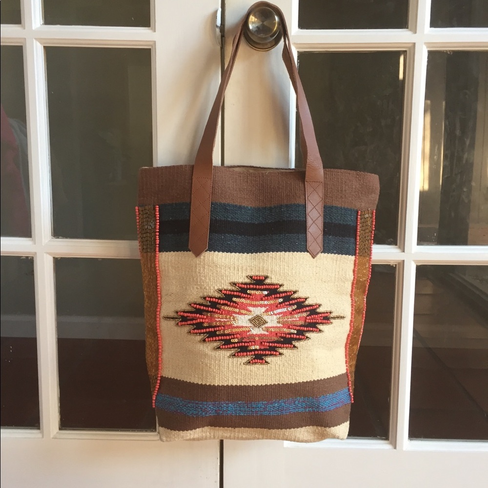 ⚡️⚡️LAST ITEM▫️Brown Boho Beaded Tote - Picture 4 of 7